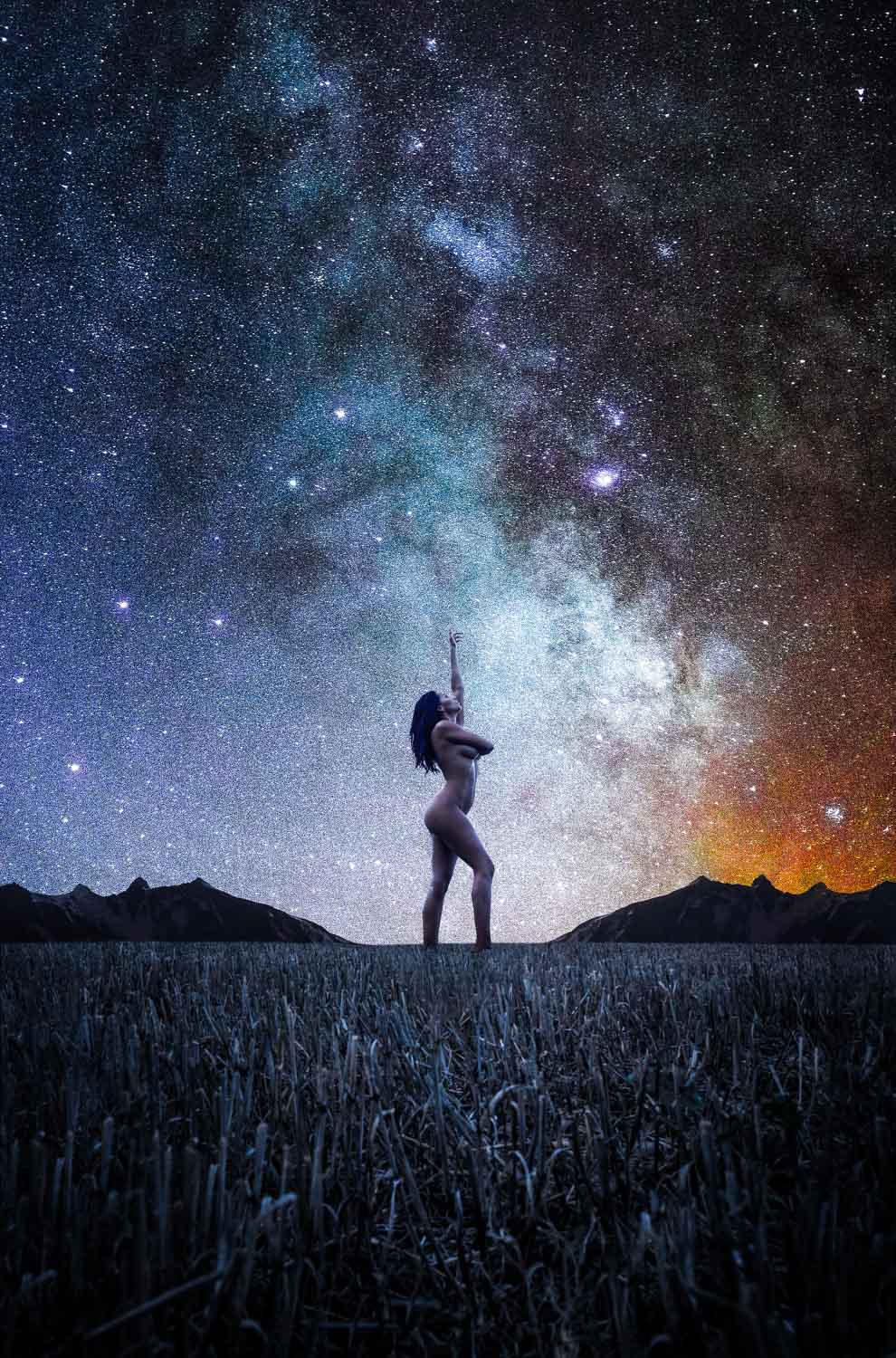Amanda Finniee at a galaxy star night nude fine art